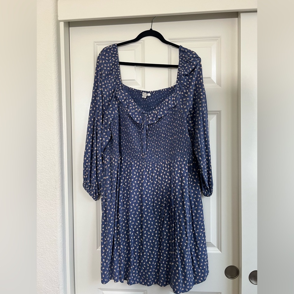 AE Floral Long-Sleeve Ruffle Mini Dress